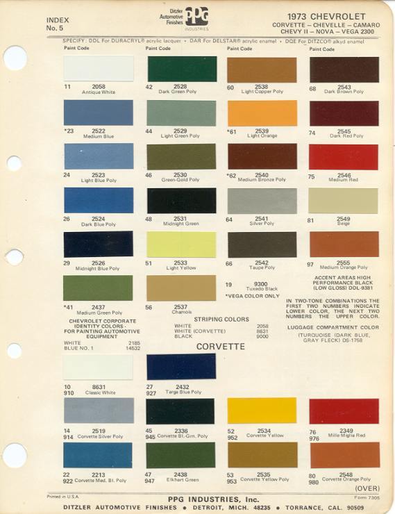 Chevrolet Color Chart